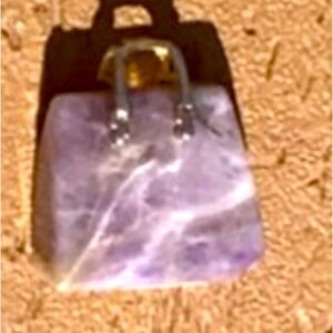 🆕DREAM AMETHYST GENUINE NATURAL STONE QUARTZ CARVED PURSE BAG TOTE CHARM #4
